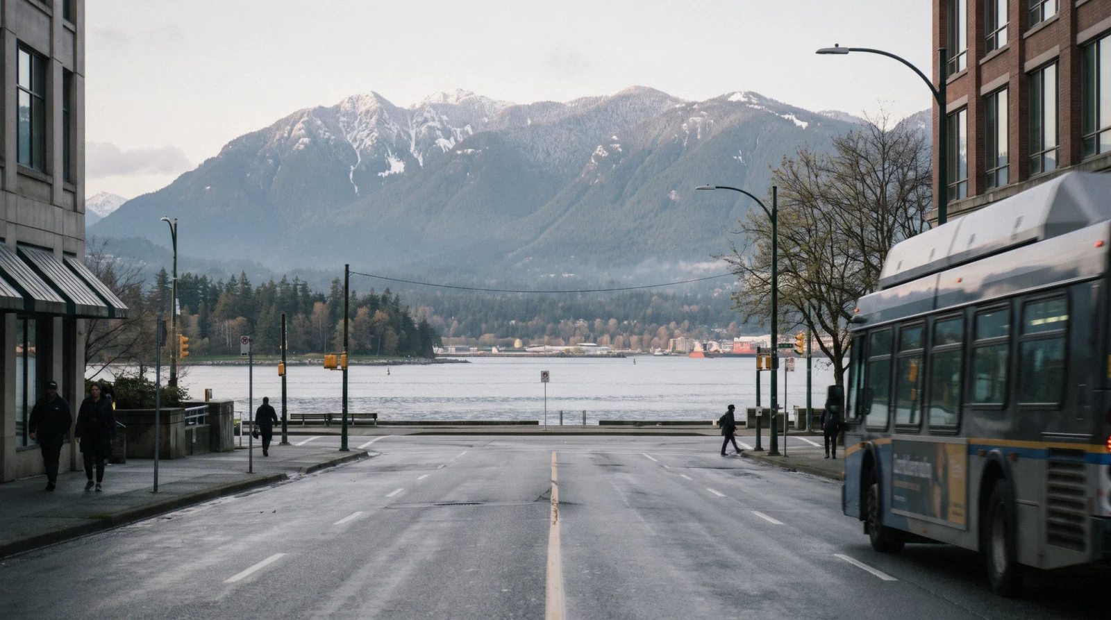 The SeaBus crossing Burrard Inlet towards the North Shore mountains at midday, the second day of a Vancouver in 2 days itinerary